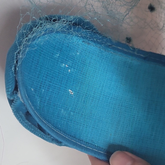 Vintage Hat with Veil 1940s Teal Blue Velvet Silk Flower Net Hat Very good - Picture 11 of 17